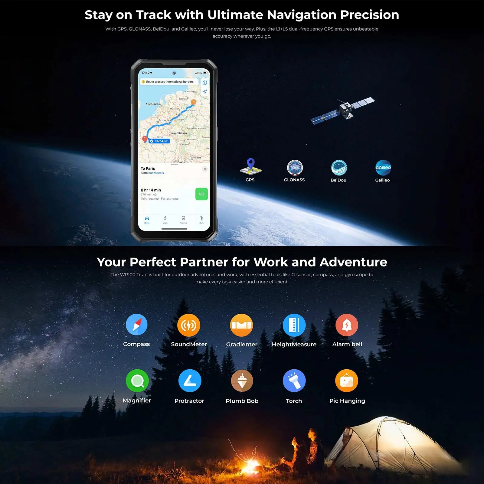 OUKITEL WP100 Titan | Rugged Smartphone 5G Proyector 200MP 33000mAh 66W | Android 15 NFC