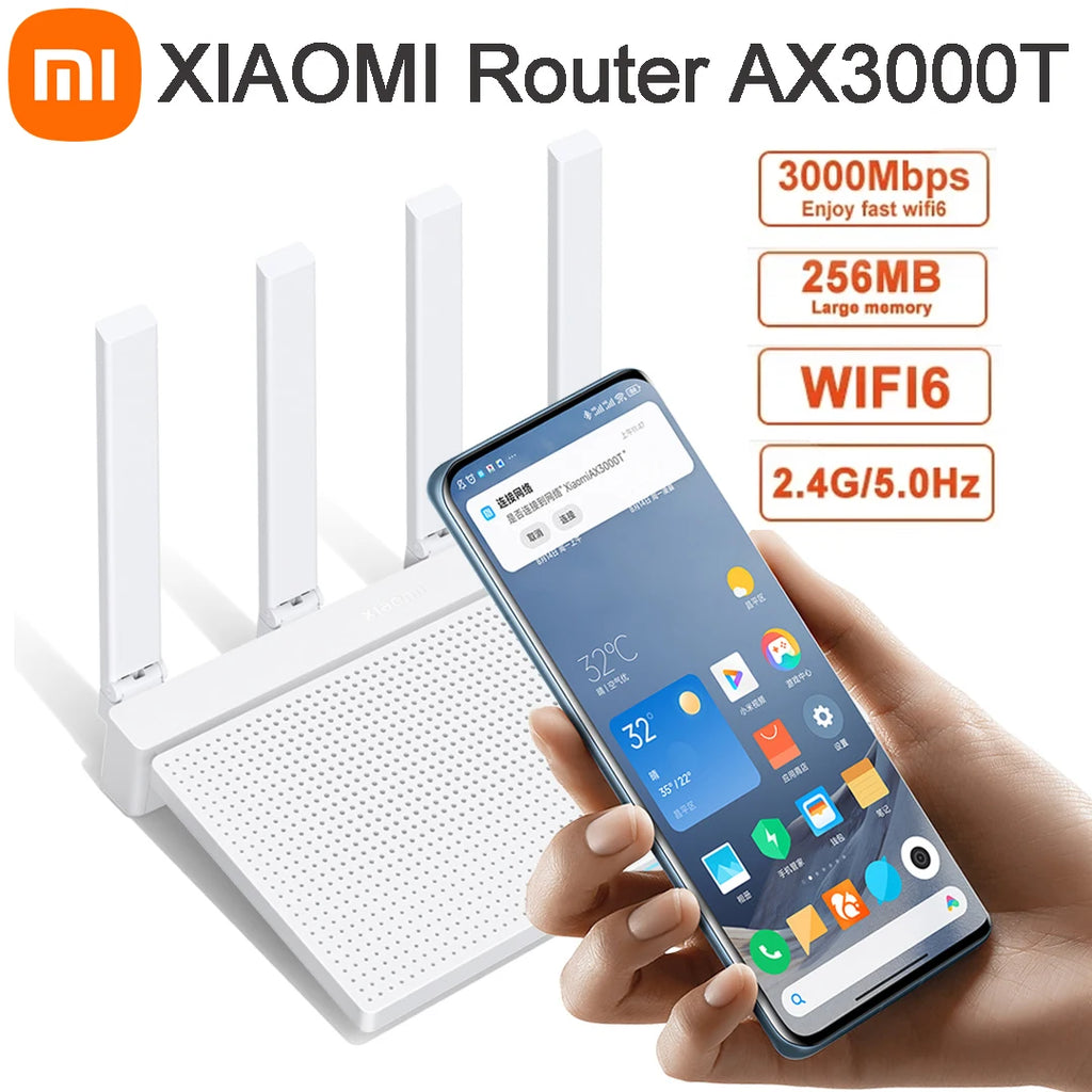 Xiaomi Router AX3000T WiFi 6 Mesh | Dual WAN | NFC | 3000Mbps | Qualcomm CPU | MiWiFi ROM
