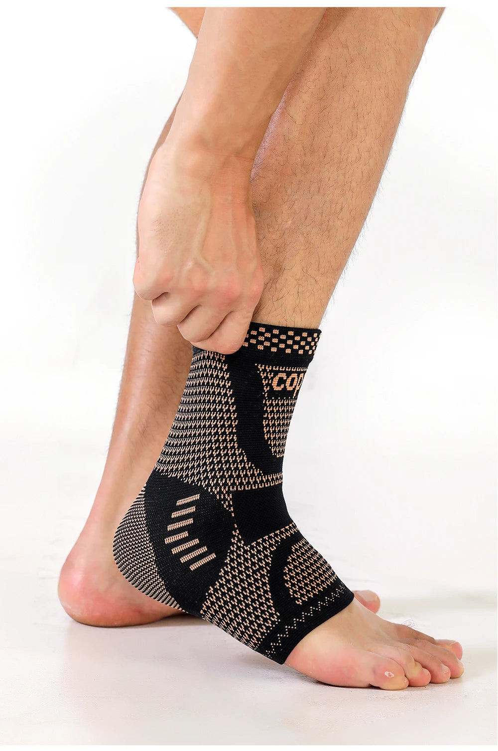 Copper Ankle Compression Sleeve | Elastic Knit Support for Sports & Daily Use