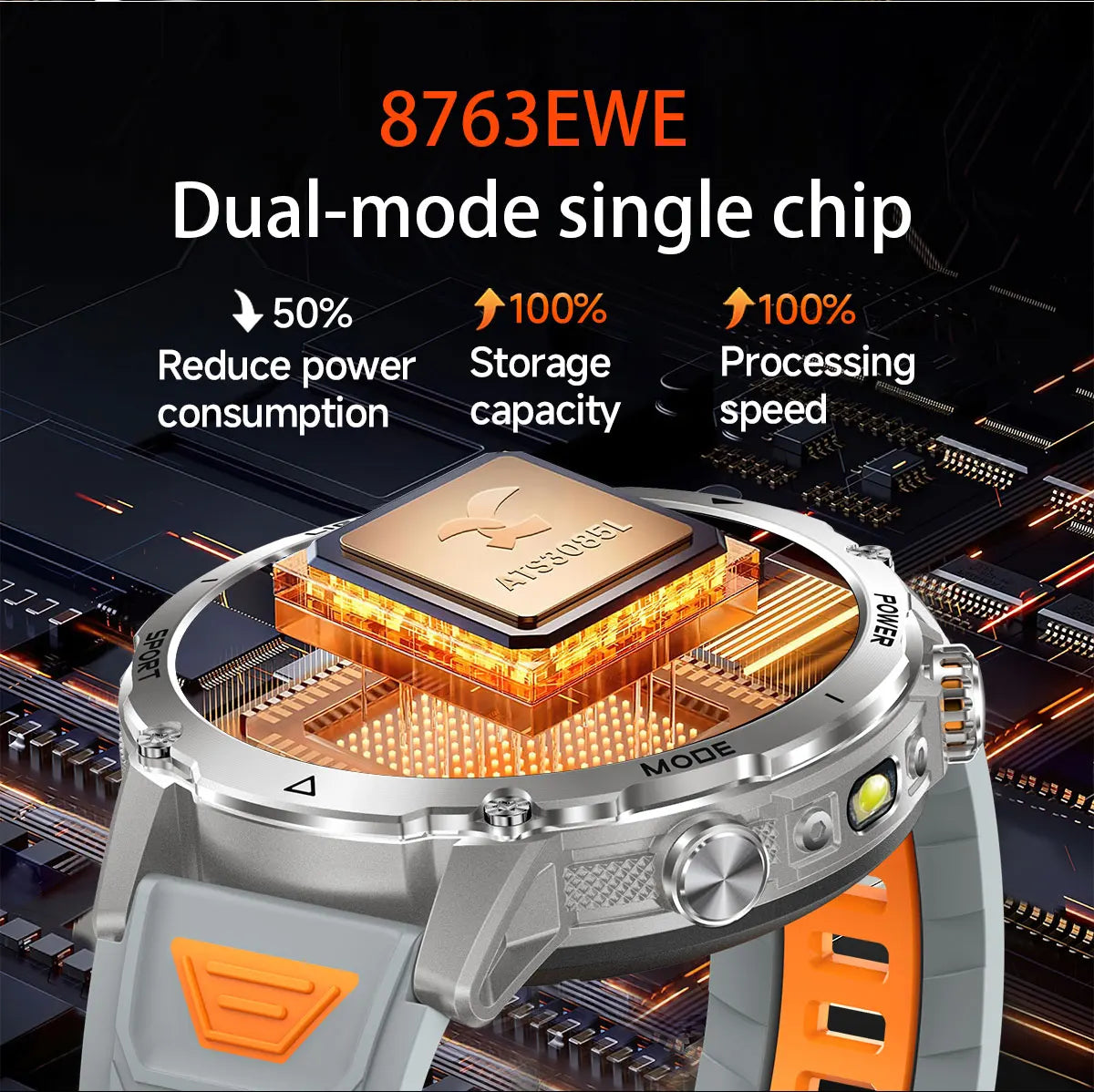 Flttoltn AK106 | Smartwatch Militar 1400mAh | AMOLED 1.7", IP69K, Linterna LED, 100+ Deportes