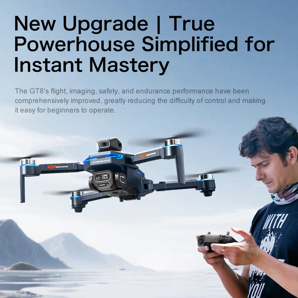 Dron Lenovo GT8 Cámara Dual 8K HD – Motor Brushless, WiFi FPV 5G, Pantalla 4.3", Plegable, Cuadricóptero