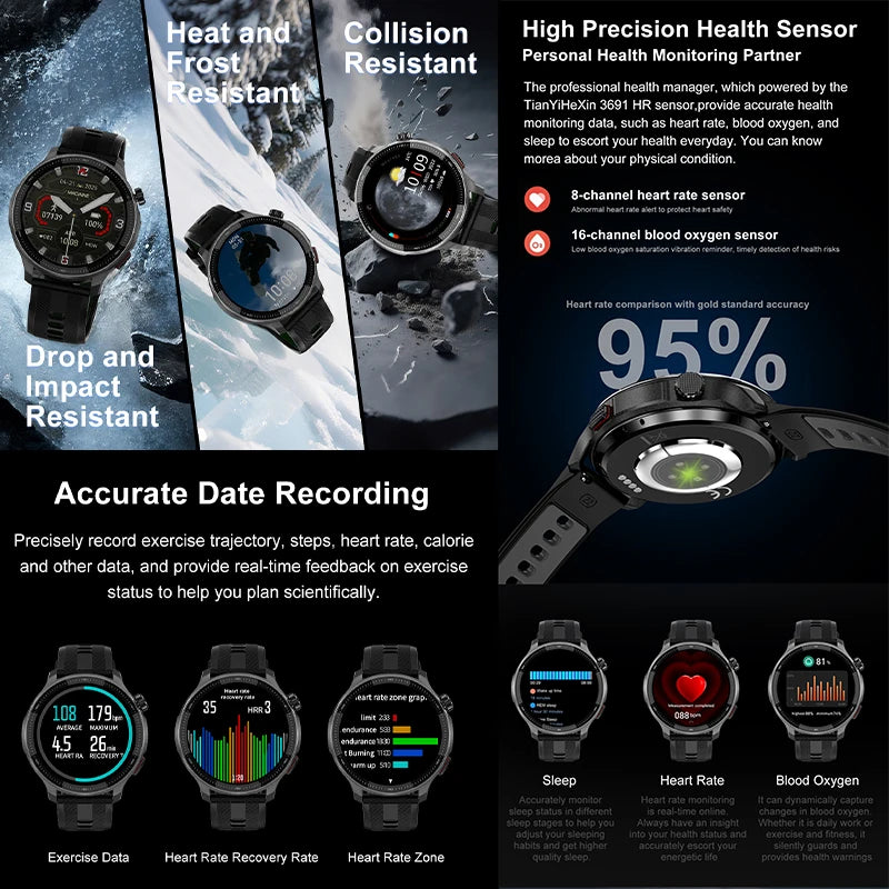 Smartwatch DT G6 2026 | AMOLED 1.43" | GPS + Mapas Offline | 3ATM | 4GB | Outdoor