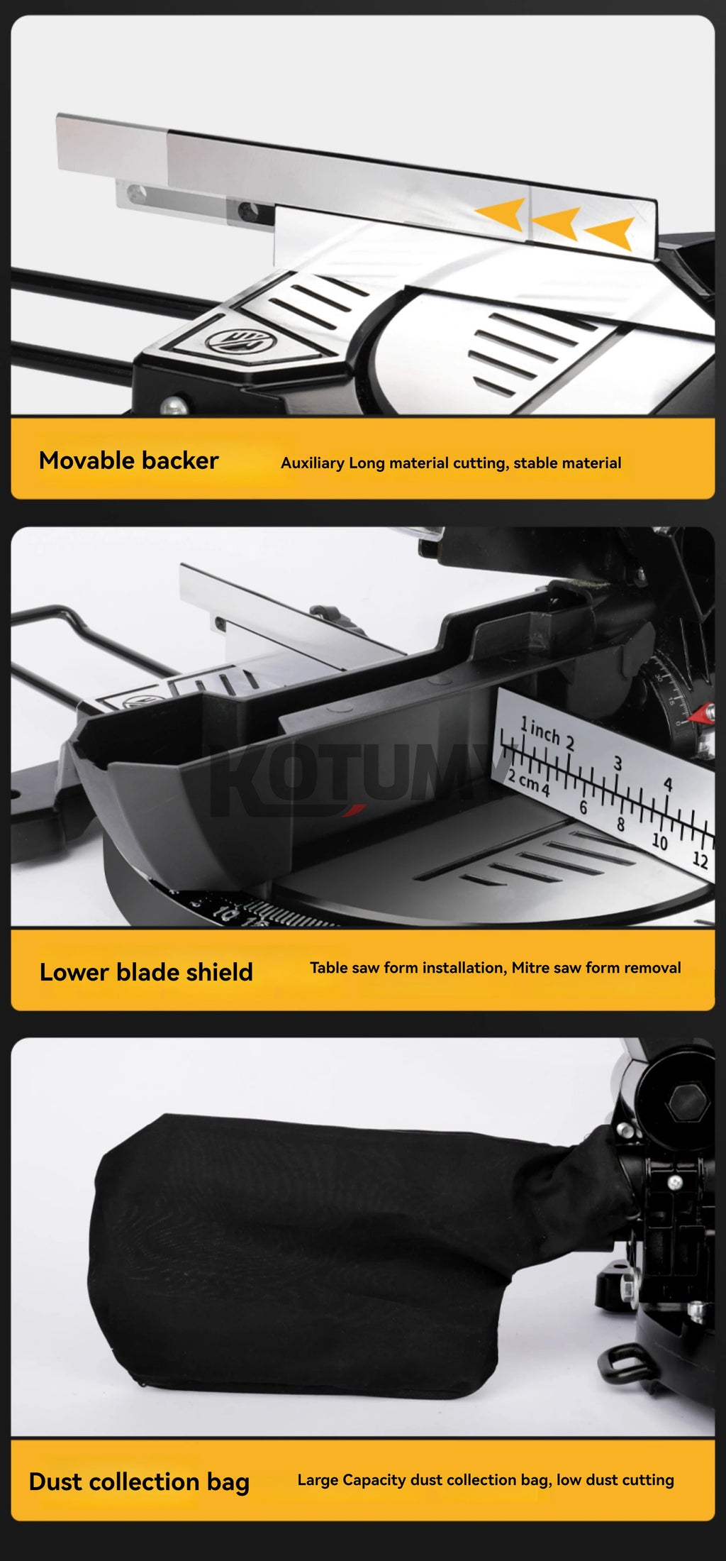 KOTUMY Multifunction Miter Saw | 45° Cutting | 220V
