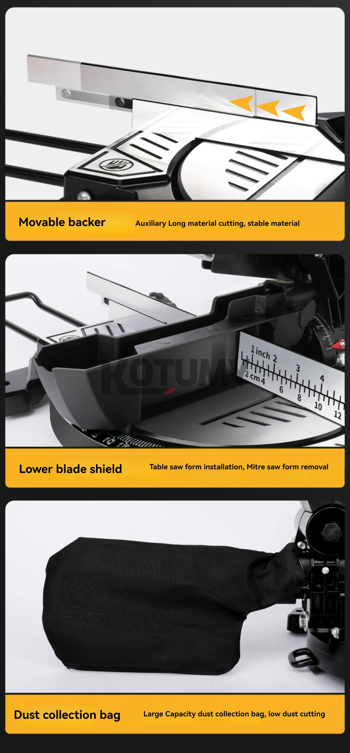 KOTUMY Multifunction Miter Saw | 45° Cutting | 220V