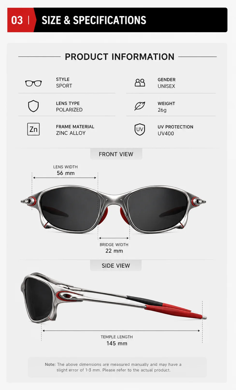 HONKAN.WZ Gafas de Sol Polarizadas UV400 | Marco de Aleación | Ciclismo y Outdoor