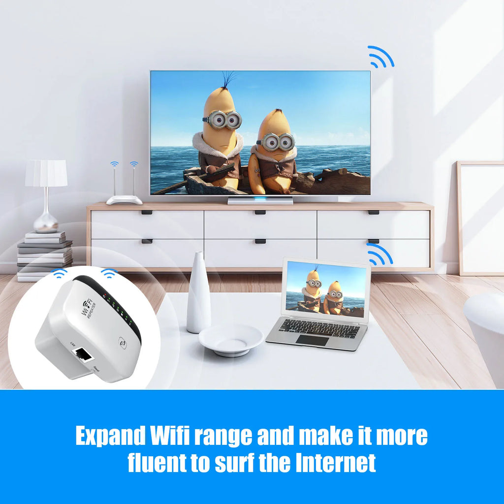 WiFi Repeater 300Mbps 2.4GHz – Wireless Signal Booster & Range Extender | EU & US Plug