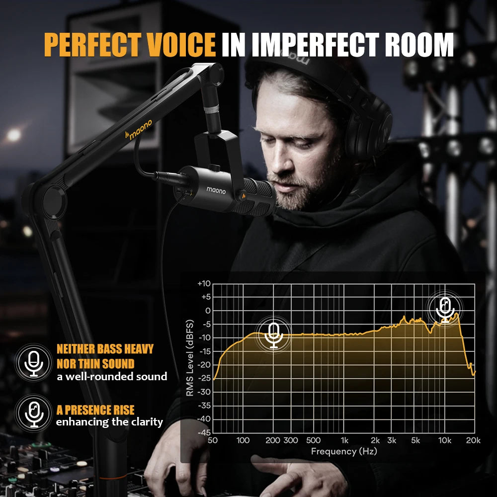 MAONO PD400X USB/XLR Dynamic Microphone | Large Diaphragm | Cardioid | 24-bit | Podcast & Streaming