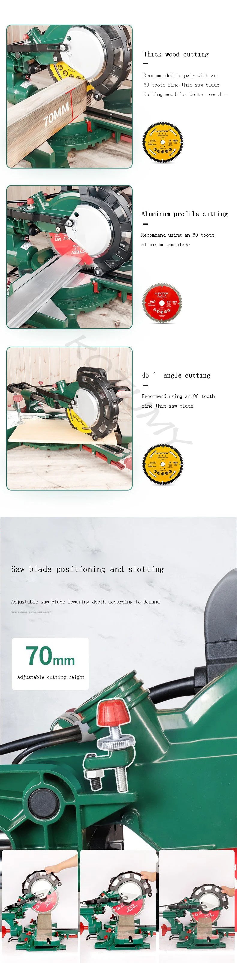 KOTUMY 8-Inch Sliding Miter Saw | Laser Guide | 1700W