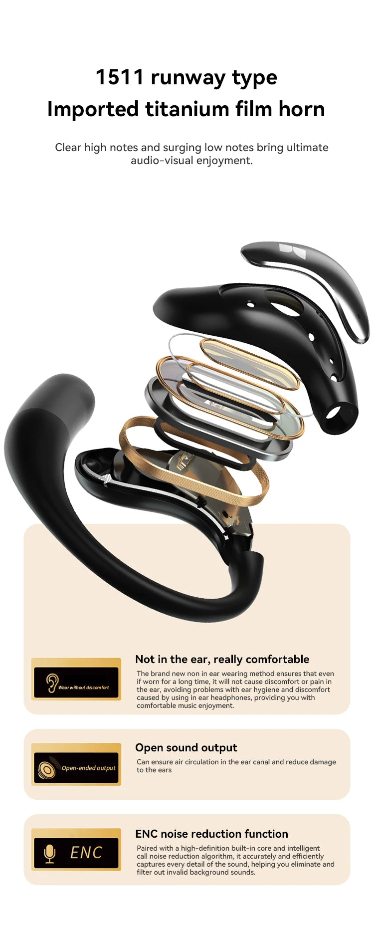Monster Open Ear - Auriculares Inalámbricos Bluetooth 6.0 | ENC | Deportes y Gaming