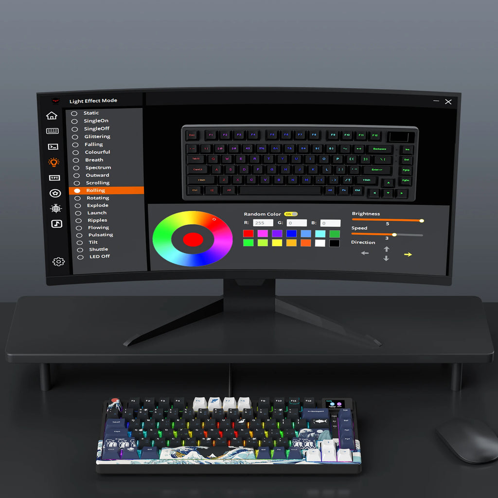 Teclado Mecánico Gaming Womier 75% | OLED | Gasket | Hot-Swap | PBT Pudding RGB | PC/Mac | Womier 75% Mechanical Gaming Keyboard OLED Gasket Hot-Swap PBT Pudding RGB