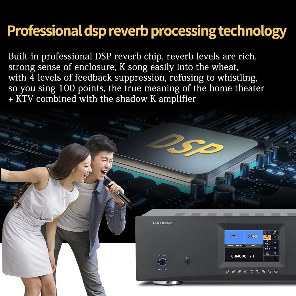 PAHOPE MK-8000 7.1 Home Theater AV Receiver | 8K 3D | DTS Digital HD | Karaoke | 110V & 220V