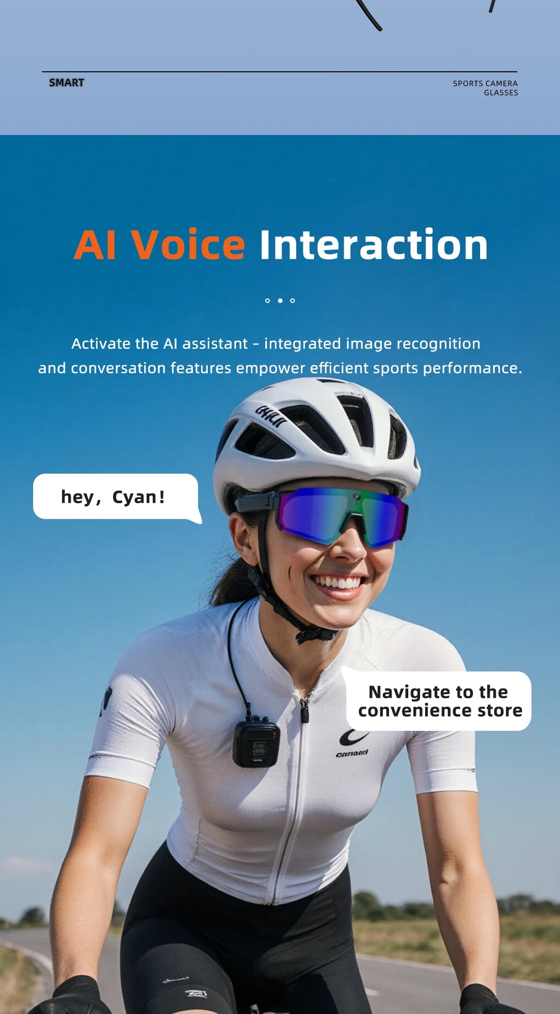 Lentes Deportivos Inteligentes con Cámara IA | 8MP, Bluetooth, Resistentes al Agua