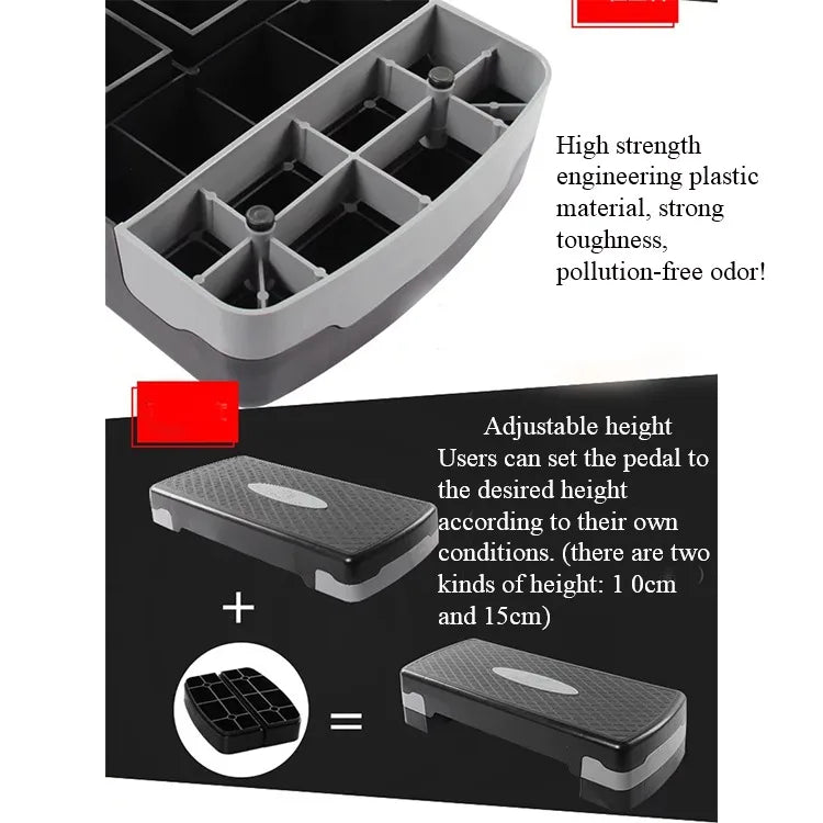 Aerobics Step Platform | 2-Level Adjustable Height | Non-Slip Fitness Stepper for Home Gym
