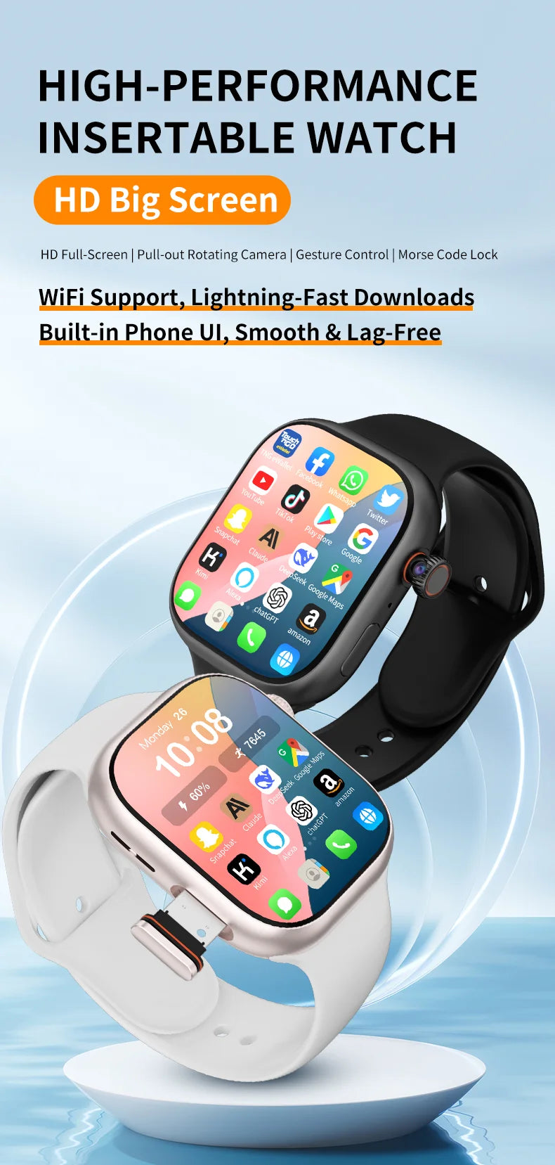 S10 Smartwatch Android 4G LTE | AMOLED 2.06" | Rotating Camera | SIM Card | GPS | WiFi | Men Women Kids | S10 Smartwatch Android 4G LTE | AMOLED 2.06" | Cámara Giratoria | Tarjeta SIM | GPS | WiFi | Hombre Mujer Niños
