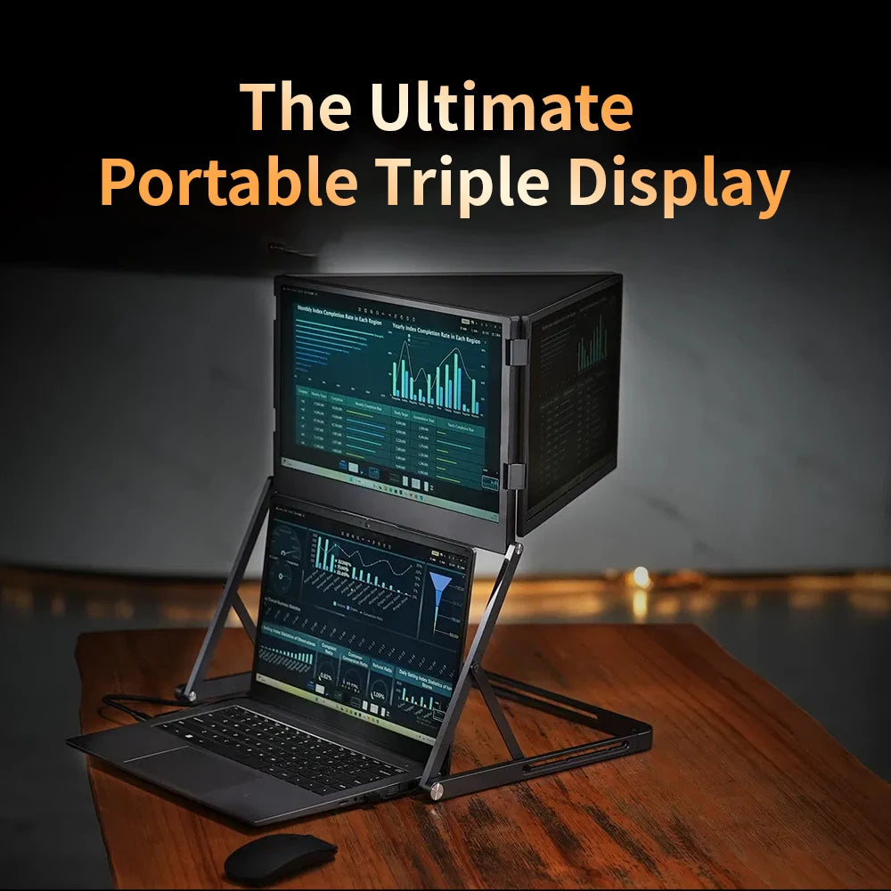 SIBOLAN Triple Portable Monitor | 3 × 15.6-inch FHD IPS | Windows & Mac
