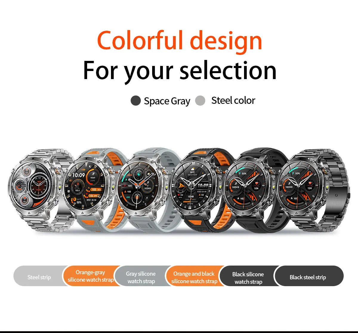 Flttoltn AK106 | Smartwatch Militar 1400mAh | AMOLED 1.7", IP69K, Linterna LED, 100+ Deportes