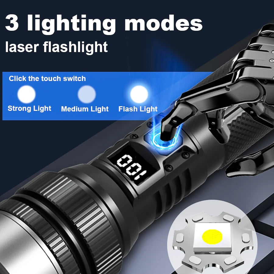 Rechargeable LED Flashlight | Adjustable Zoom | Linterna para Camping