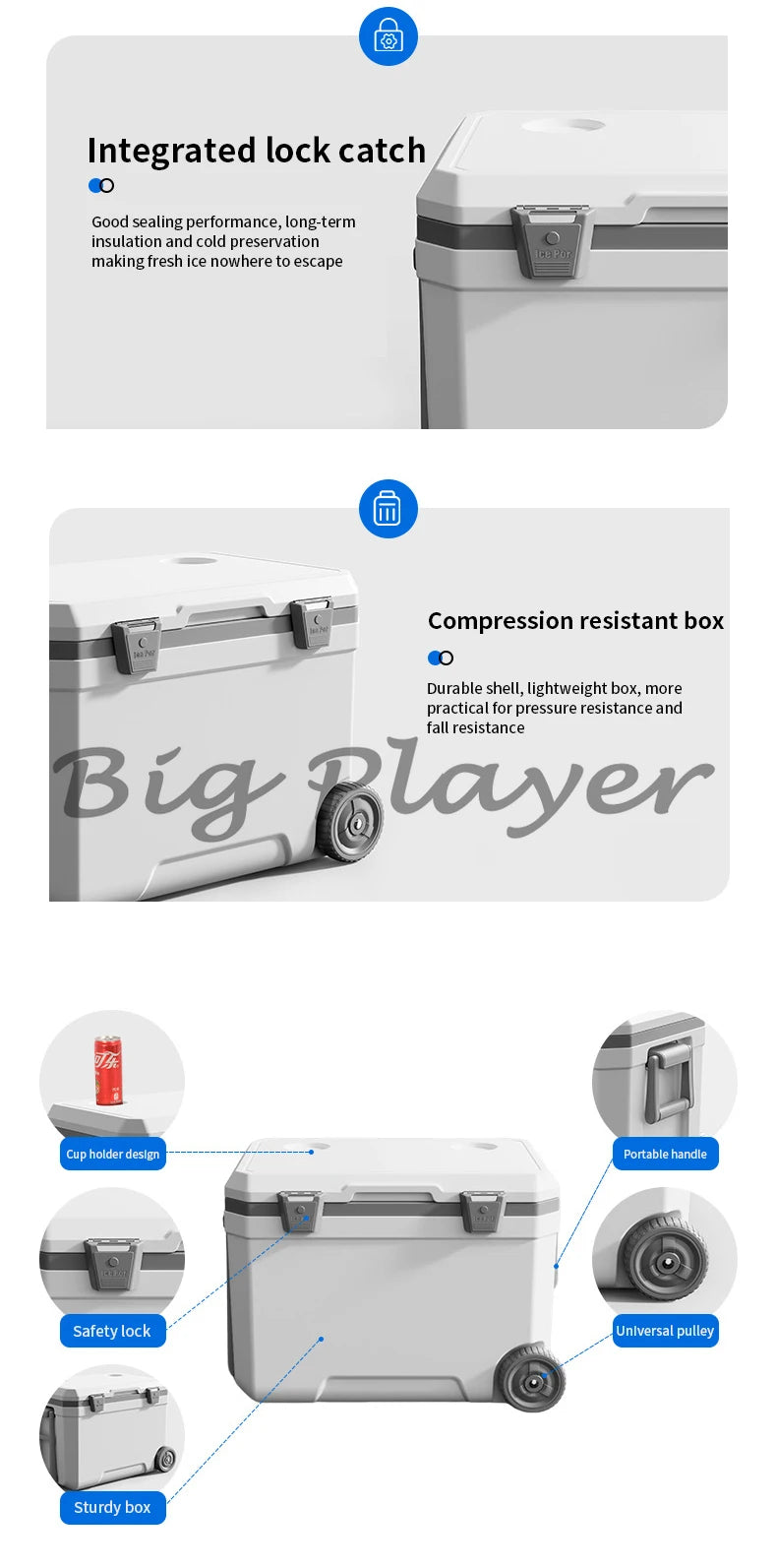 Insulated Cooler Box | Portable Outdoor Food Storage / Nevera portátil aislada