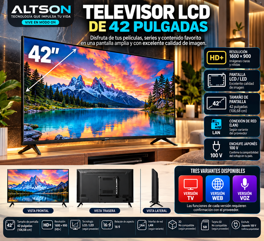 42-Inch LCD TV | JP Plug Variants / Televisor LCD de 42 pulgadas