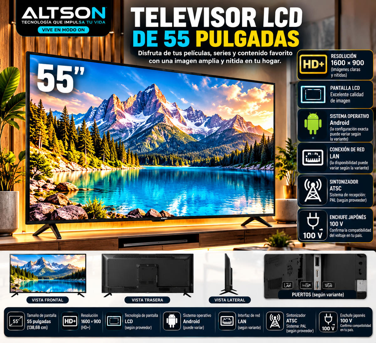 55-Inch LCD TV HD55KLY26A | JP Plug / Televisor LCD de 55 pulgadas
