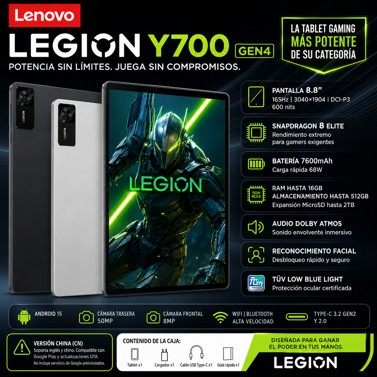 Lenovo Legion Y700 Gen4 - Tablet Gaming 8.8" 165Hz | Snapdragon 8 Elite | Android 15