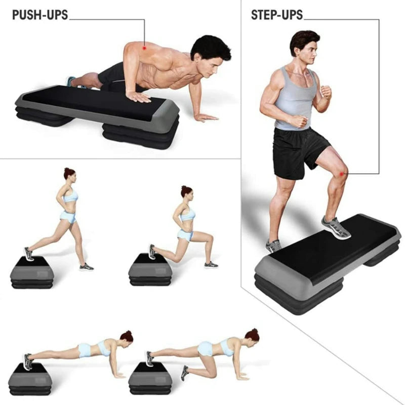 Aerobics Step Platform | 2-Level Adjustable Height | Non-Slip Fitness Stepper for Home Gym