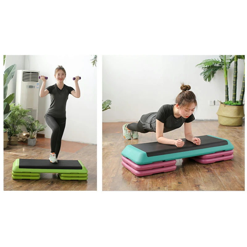 Aerobics Step Platform | 2-Level Adjustable Height | Non-Slip Fitness Stepper for Home Gym