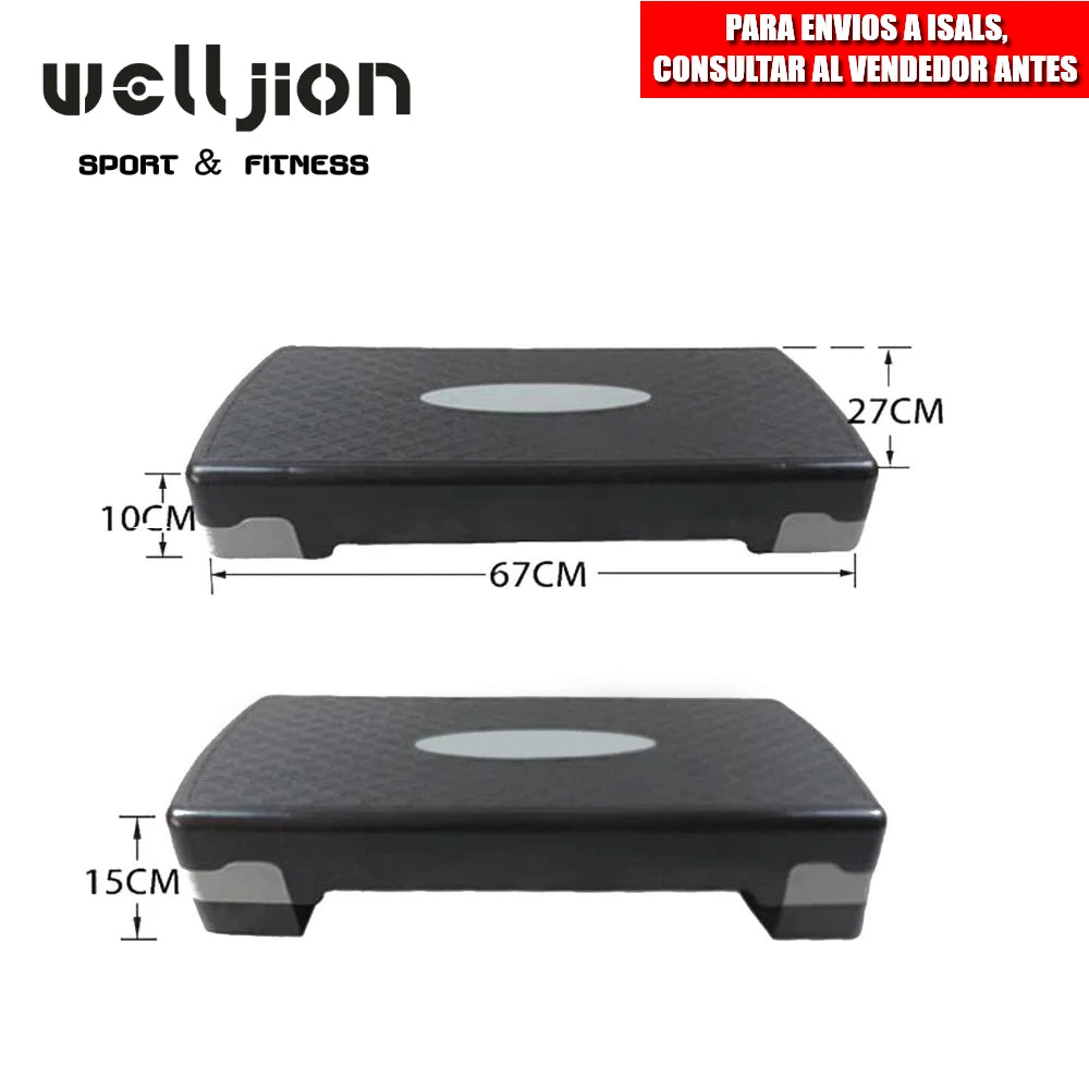 Aerobics Step Platform | 2-Level Adjustable Height | Non-Slip Fitness Stepper for Home Gym