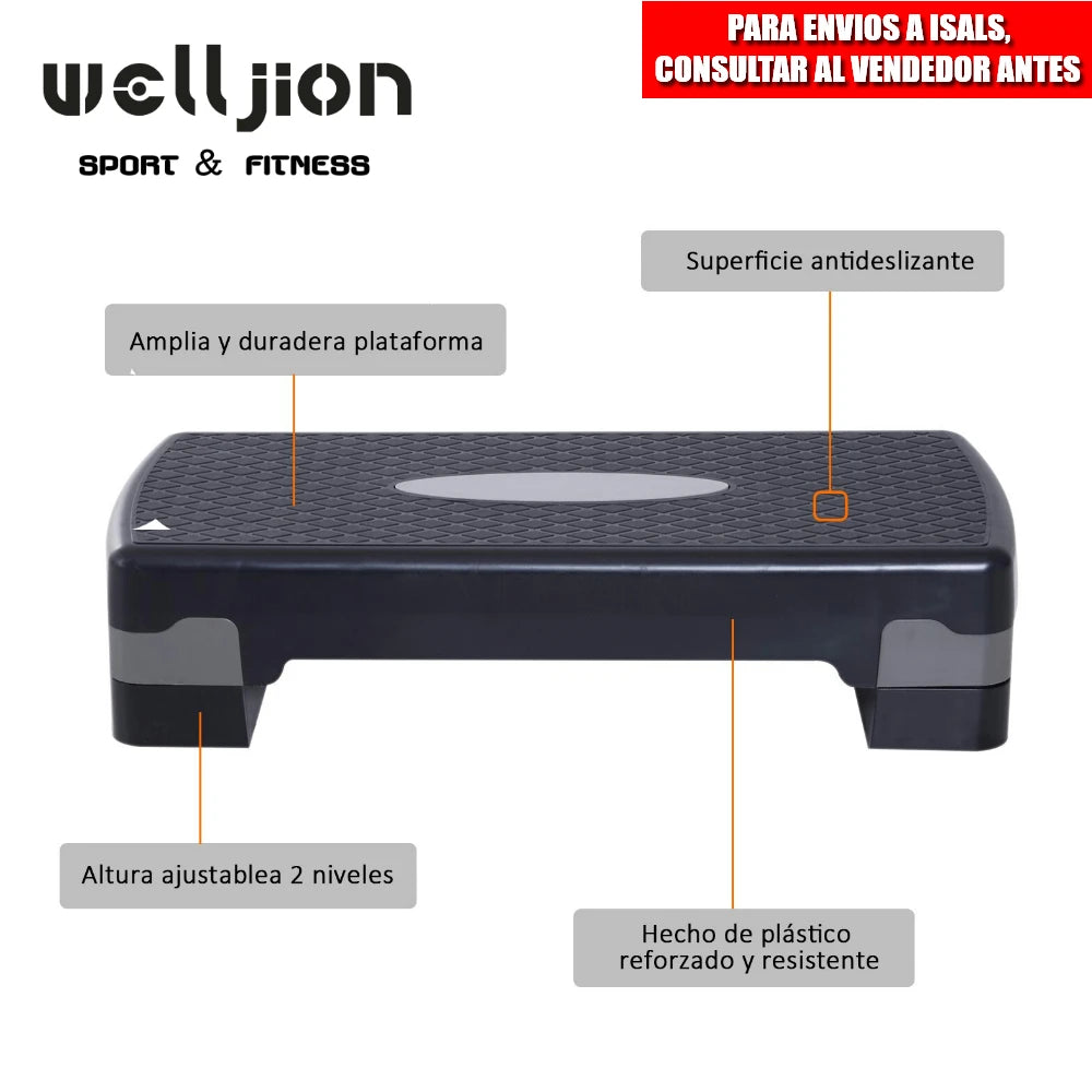 Aerobics Step Platform | 2-Level Adjustable Height | Non-Slip Fitness Stepper for Home Gym
