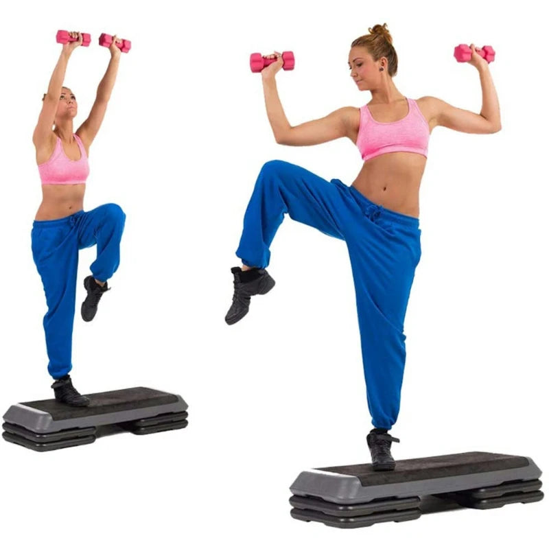 Aerobics Step Platform | 2-Level Adjustable Height | Non-Slip Fitness Stepper for Home Gym