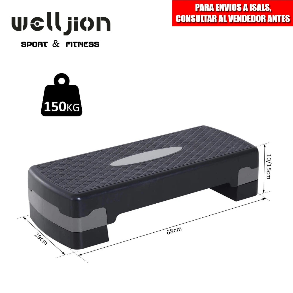 Aerobics Step Platform | 2-Level Adjustable Height | Non-Slip Fitness Stepper for Home Gym
