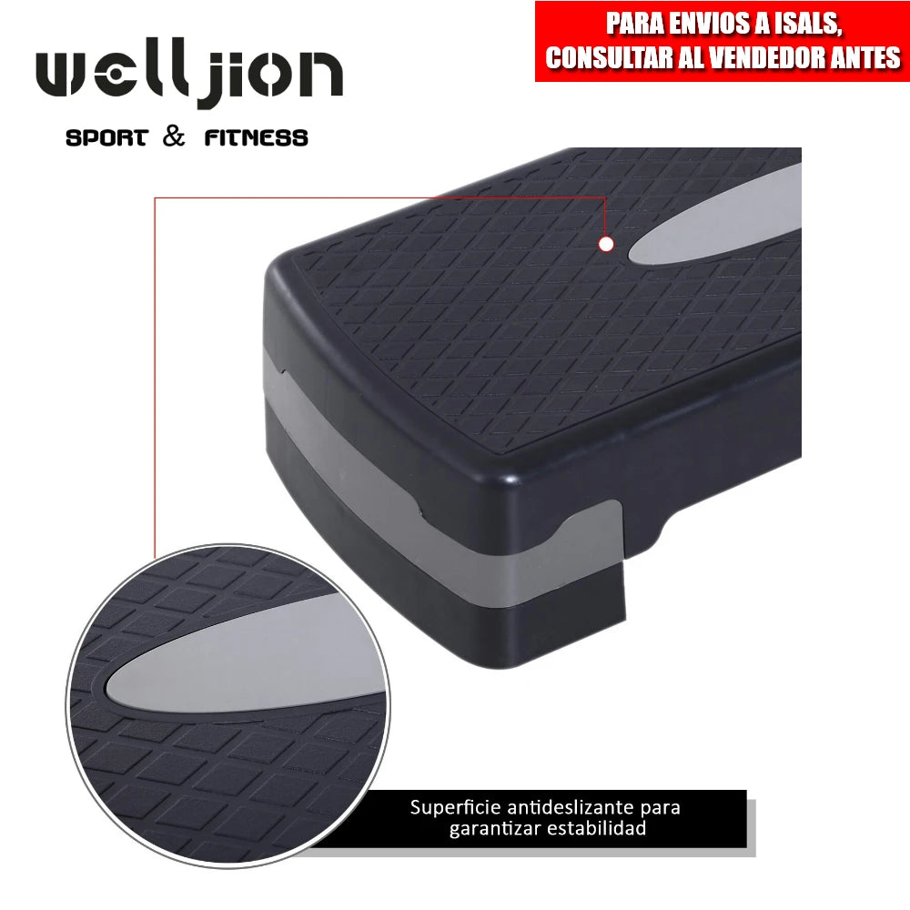 Aerobics Step Platform | 2-Level Adjustable Height | Non-Slip Fitness Stepper for Home Gym