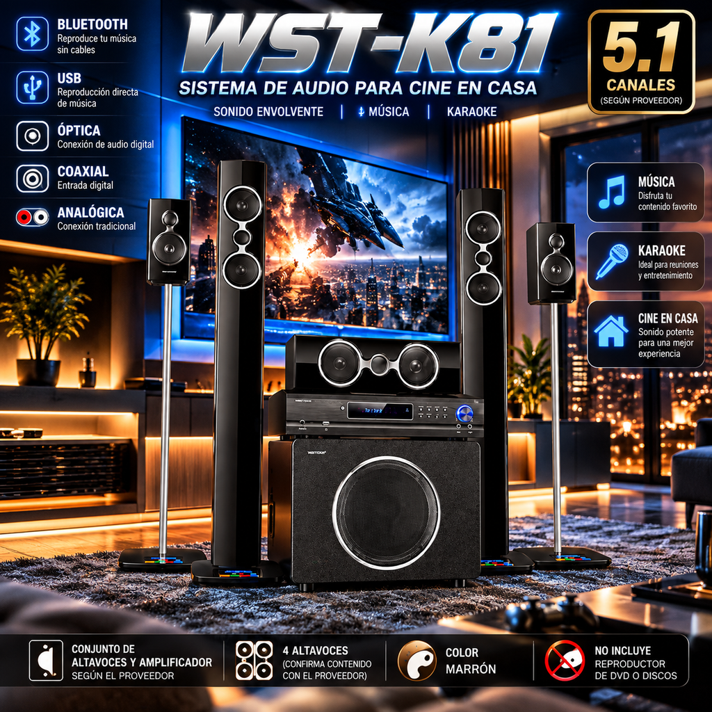 WST-K81 Home Theater System | Bluetooth & USB | TV & Music