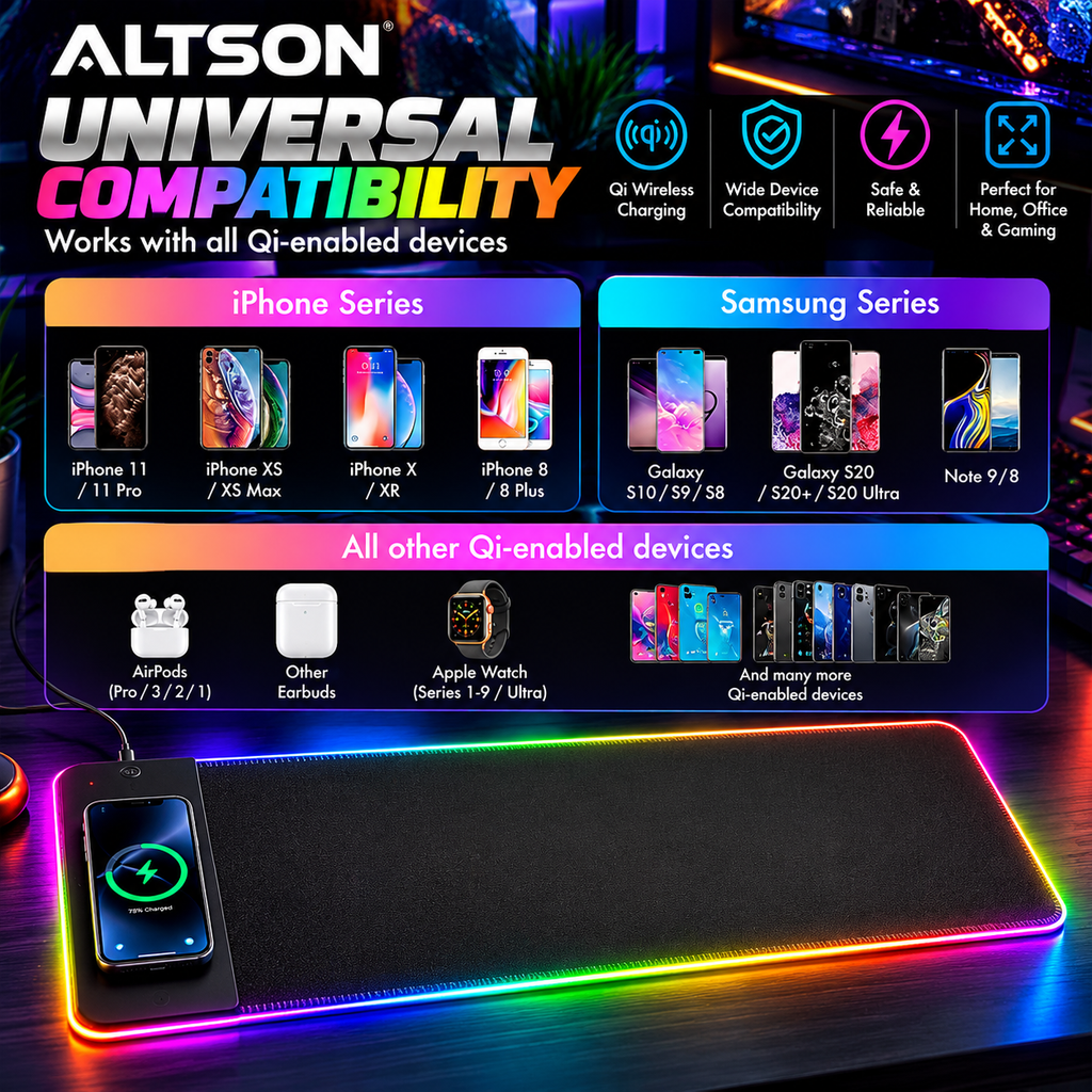 XXL RGB Gaming Mouse Pad | 10W Qi Wireless Charging