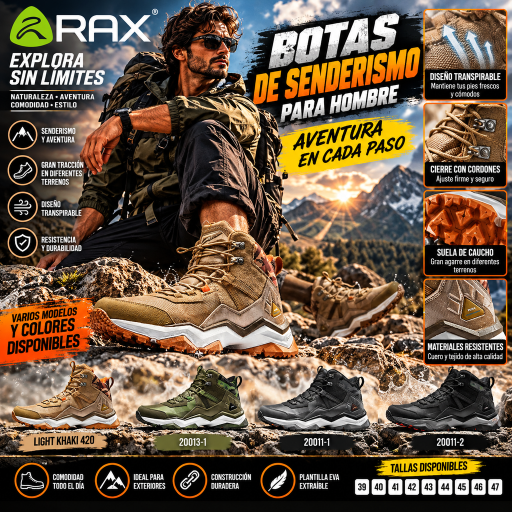 RAX Men's Hiking Shoes | EVA Insole & Rubber Sole | Outdoor Walking