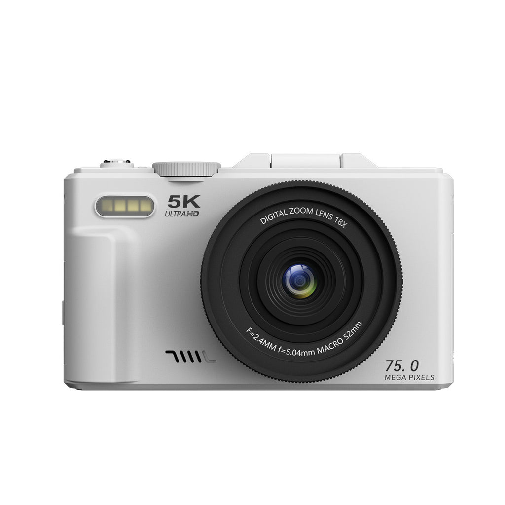 Cámara Digital 5K HD con Pantalla Abatible y WiFi – Filtro Belleza, Estabilización, Vlogging