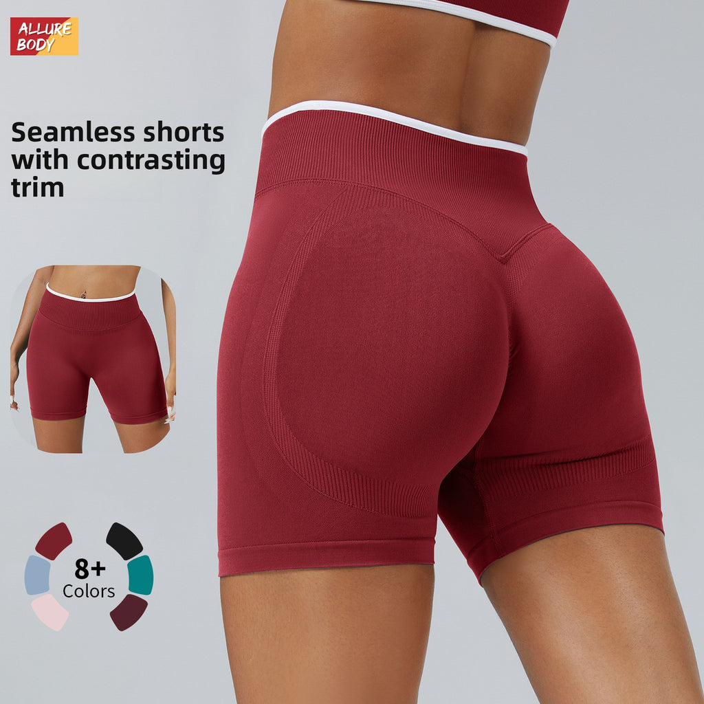 Shorts Yoga Fitness Mujer Sin Costuras 90% Nylon 10% Spandex Butt Lifting Color Block Compression XS-XL 4 Colores | Women Seamless Yoga Fitness Shorts
