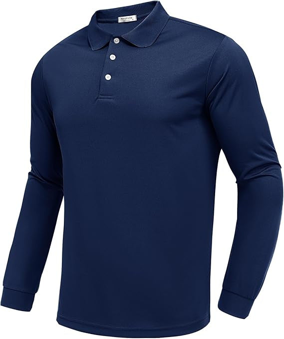 Polo Manga Larga Hombre Secado Rápido – Slim Fit, 95% Poliéster, S a XXXL