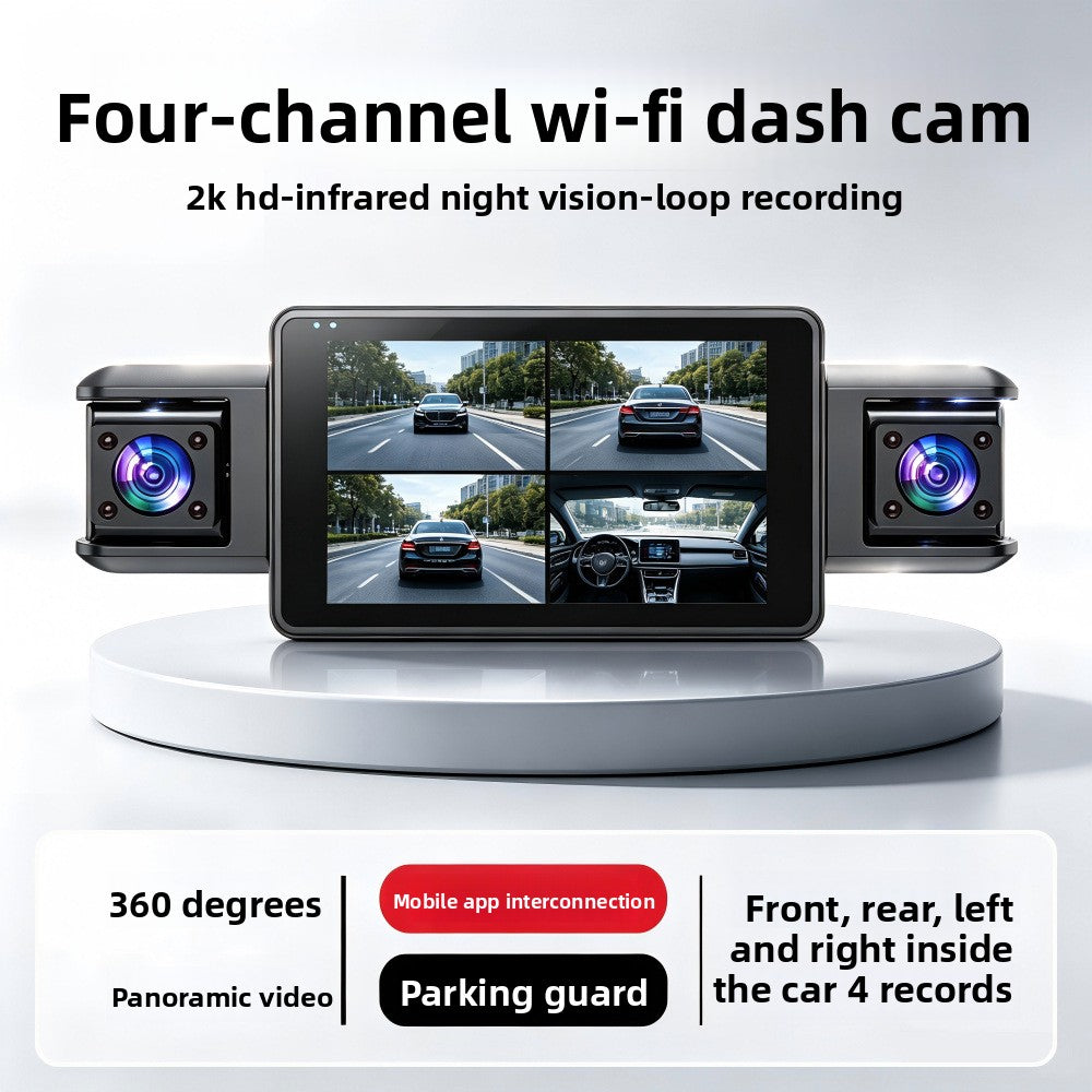 4-Camera WiFi Dash Cam | 2K Night Vision + Parking Monitor