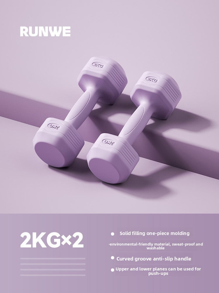 Hexagonal PVC Fitness Dumbbells | Non-Roll | 2kg-8kg | 4 Colors