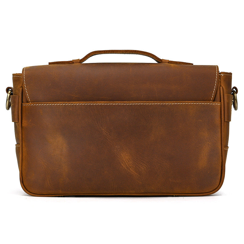 Bolso Retro de Cuero Genuino para Cámara – Primera Capa de Cuero, Resistente al Agua, Bandolera