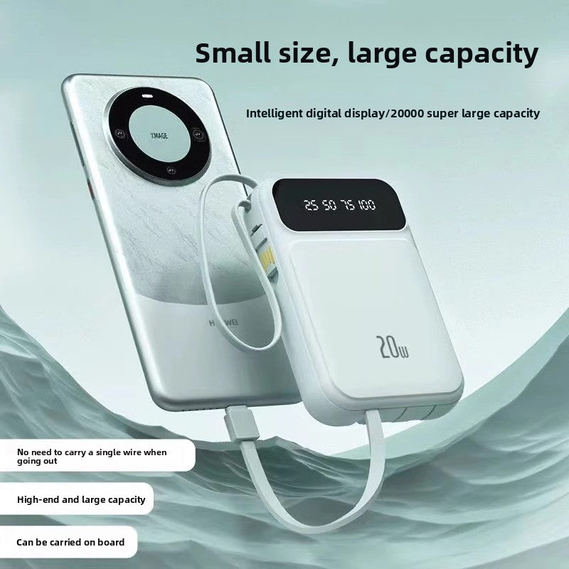 Banco de Energía Portátil 10000mAh con Cables Integrados – Carga Rápida PD 3.0