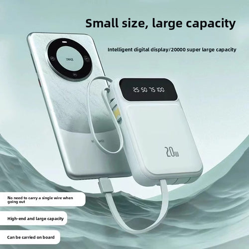 Banco de Energía Portátil 10000mAh con Cables Integrados – Carga Rápida PD 3.0