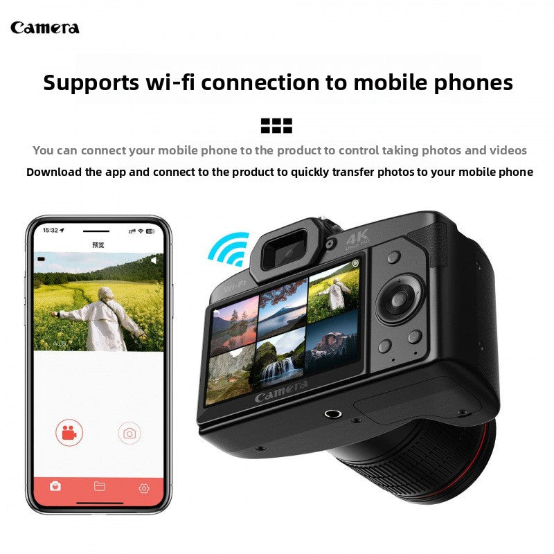 Cámara Digital D5 WiFi 4K Doble Lente – 64MP, Visión Nocturna, Batería 4800mAh, Antivibrador