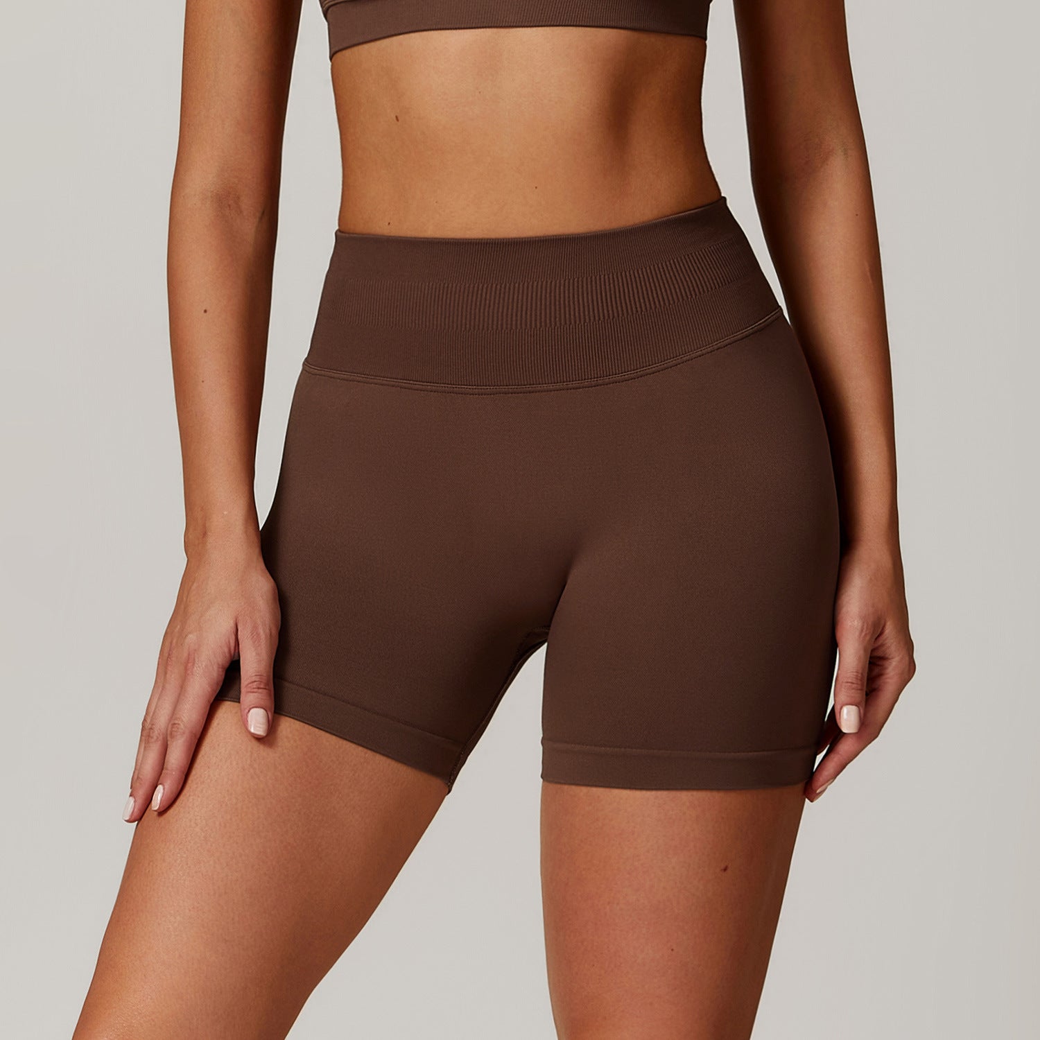 Shorts Yoga Mujer Sin Costuras Cintura Alta Levanta Glúteos 90% Nylon 10% Spandex S-XL | Women Seamless High Waist Yoga Shorts