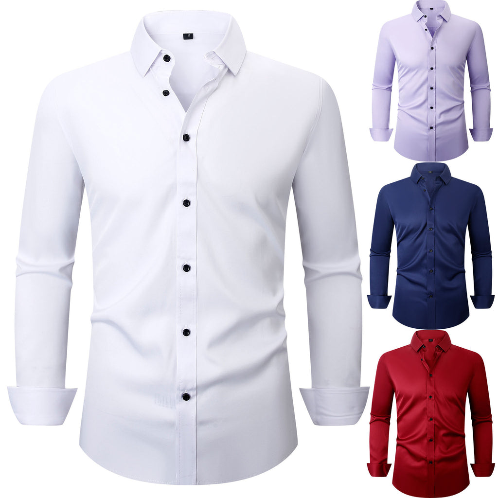 Men's 4-Way Stretch Business Dress Shirt | Anti-Wrinkle | Slim Fit | XS-3XL | 9 Colors