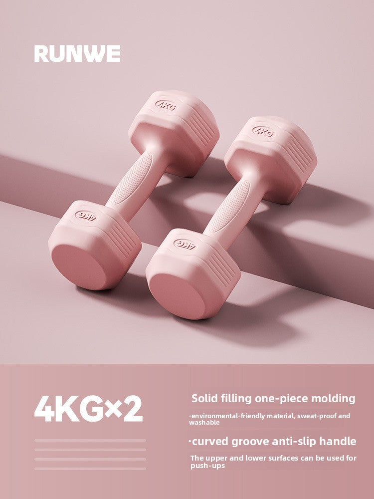 Hexagonal PVC Fitness Dumbbells | Non-Roll | 2kg-8kg | 4 Colors