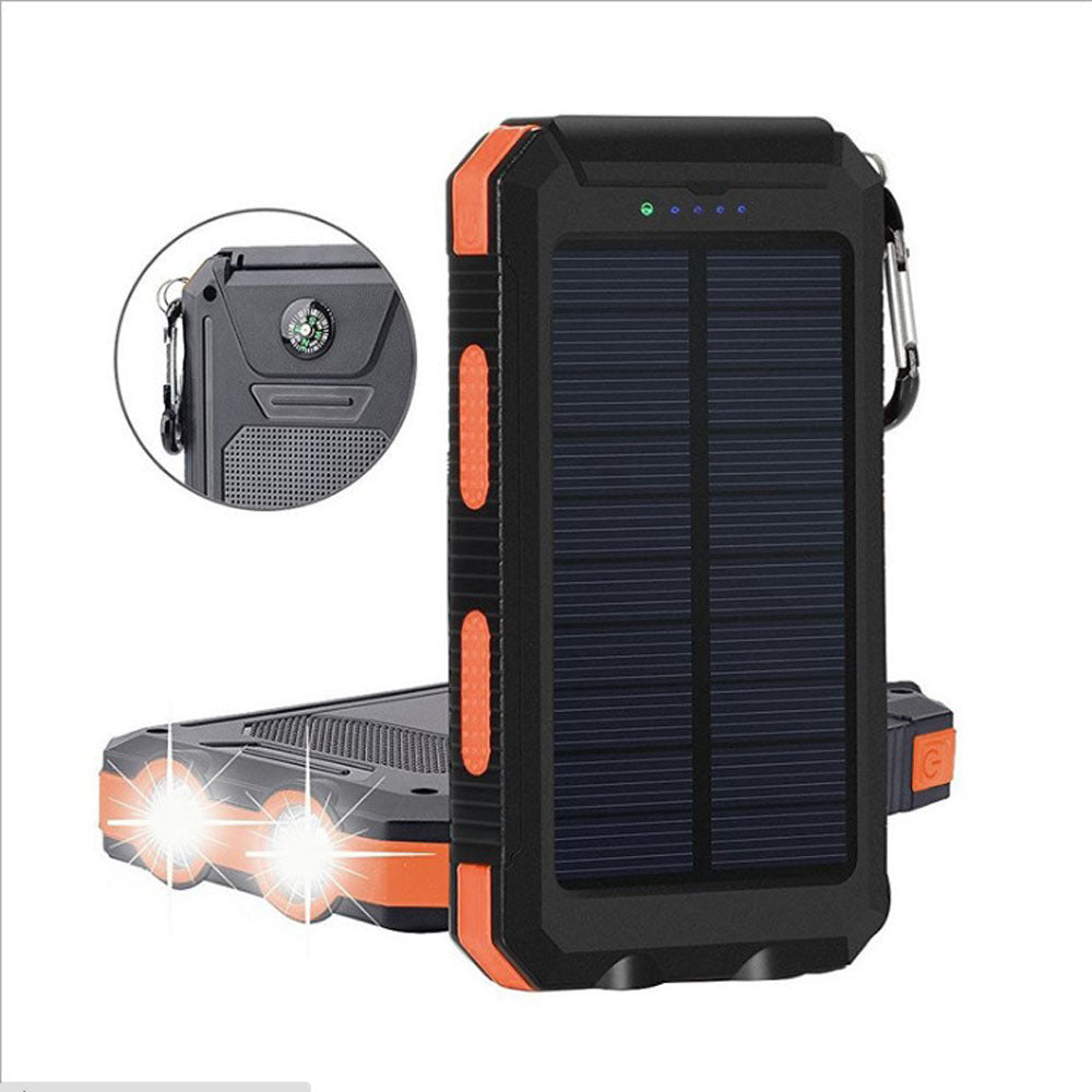 Power Bank Solar 20000 mAh con Doble Faro LED – Batería Externa Portátil