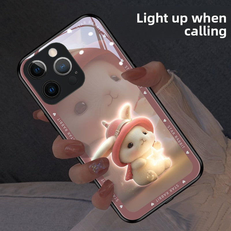 Starry Rabbit Light-Up iPhone Case | Tempered Glass | Glows on Calls