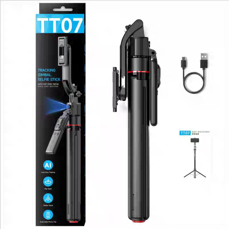 Palo Selfie Gimbal Bluetooth con Trípode Automático y Seguimiento Facial IA – 1.76m